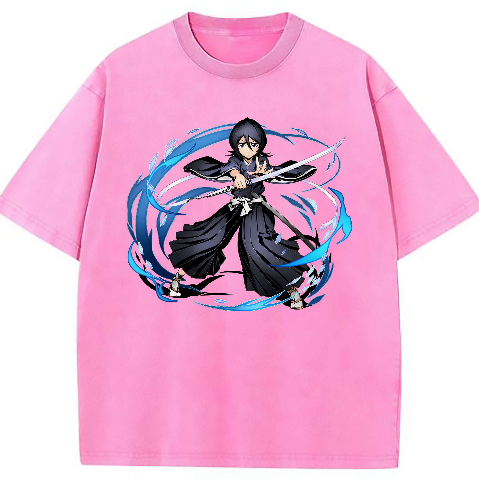 （画像用） ブリーチ 朽木ルキア BLEACH Kuchiki Rukia 綿100% ヴィンテージ風 半袖Tシャツ（フロントプリント）